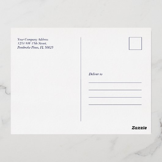 Goud & marineblauw | Kerst vakantie Folie Briefkaa Folie Feestdagen Briefkaart (Achterkant)