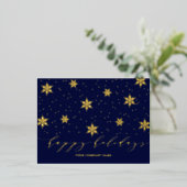 Goud & marineblauw | Kerst vakantie Folie Briefkaa Folie Feestdagen Briefkaart (Staand Voorkant)