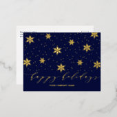 Goud & marineblauw | Kerst vakantie Folie Briefkaa Folie Feestdagen Briefkaart (Voorkant / Achterkant)