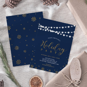 Goud & Marineblauw Modern Kantoor Vakantiefeest Kaart