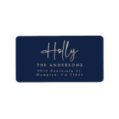 Goud marineblauw modern minimal script elegant etiket (Voorkant)