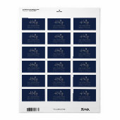 Goud marineblauw modern minimal script elegant etiket (Full Sheet)