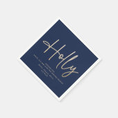 Goud marineblauw modern minimal script elegant servet (Hoek)