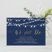 Goud & Marineblauw | Moderne 50e trouwdagjubileum Kaart (Staand voorkant)