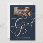 Goud & Marineblauw Moderne typografie Grad foto Af Kaart (Voorkant)