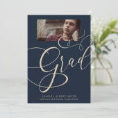 Goud & Marineblauw Moderne typografie Grad foto Af Kaart (Staand voorkant)