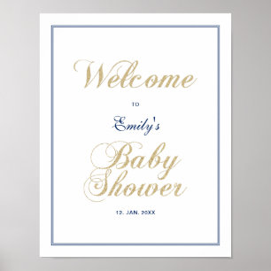 Goud & Marineblauw   Moderne Welkomstbord voor Bab Poster