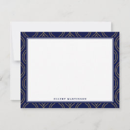 Goud & marineblauw patroon notitiekaartje
