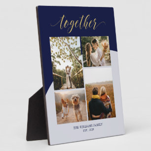 Goud & Marineblauw   Samen Familie Cadeau Foto Col Fotoplaat