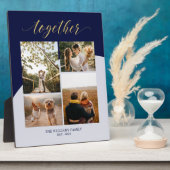 Goud & Marineblauw | Samen Familie Cadeau Foto Col Fotoplaat (Zijkant)