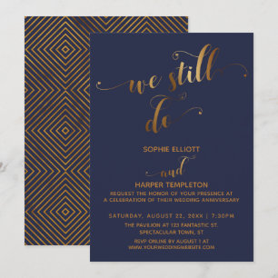 Goud & Marineblauw Wij Doen Nog Steeds Typografie Kaart