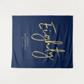 Goud & Marineblauwe 80e verjaardagsfeest achtergro Wandkleed (Voorkant (horizontaal))