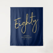 Goud & Marineblauwe 80e verjaardagsfeest achtergro Wandkleed (Voorkant)