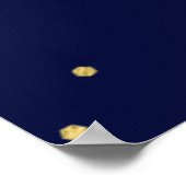 Goud & Marineblauwe Confetti 70e Verjaardagsfeest Poster (Hoek)
