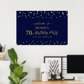 Goud & Marineblauwe Confetti 70e Verjaardagsfeest Poster (Thuiskantoor)