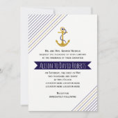 Goud, marinesanker, strepen nautisch strand bruilo kaart (Voorkant)