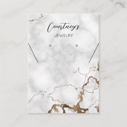 Goud Marmer Chique Ketting Oorbel Sieraden Display Visitekaartje (Voorkant)