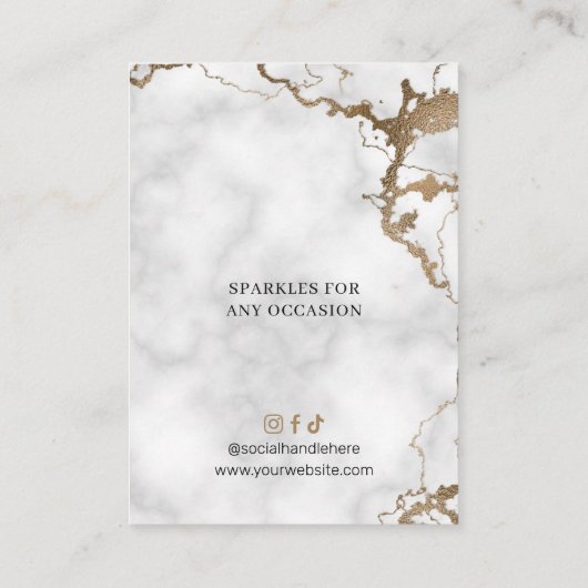 Goud Marmer Chique Ketting Oorbel Sieraden Display Visitekaartje (Achterkant)