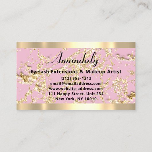 Goud Marmer Consulting Glitter Roze Pastel Royal Visitekaartje (Achterkant)