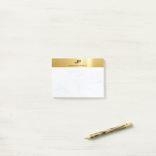 Goud Marmer Elegant Eenvoudig Modern Ontwerp Duide Post-it® Notes (Op bureau)