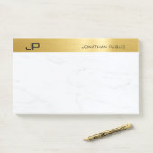 Goud Marmer Elegant Minimalistische Sjabloon Moder Post-it® Notes (Op bureau)
