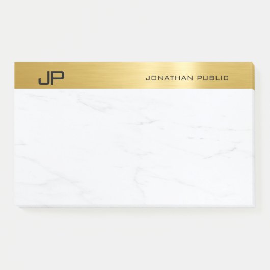 Goud Marmer Elegant Minimalistische Sjabloon Moder Post-it® Notes (Voorkant)