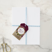 Goud Marmer en Bourgondische Florals Bruiloft Dank Cadeaulabel (Met Touw)