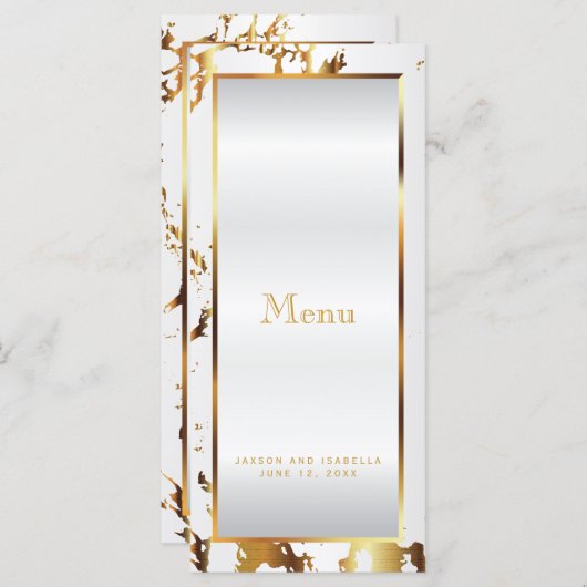 Goud Marmer en Wit Satijn - Menu (Voorkant / Achterkant)
