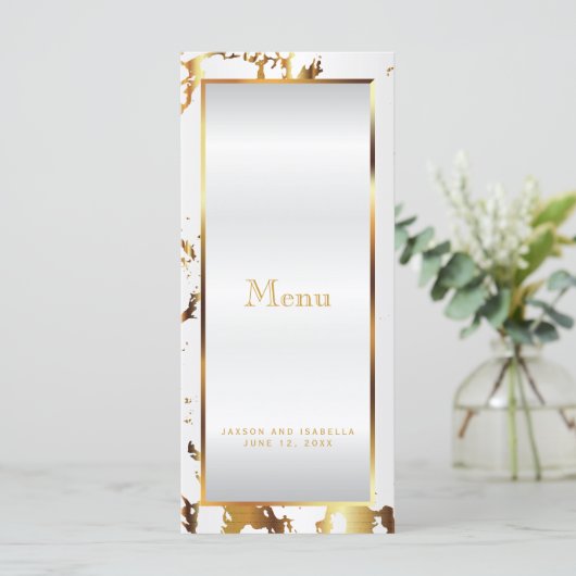 Goud Marmer en Wit Satijn - Menu (Staand voorkant)