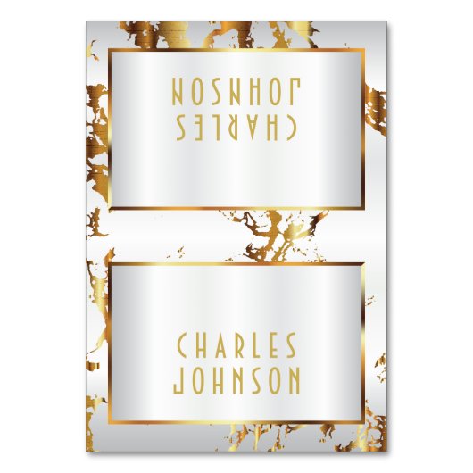 Goud Marmer en Wit Satijn - Plaatskaarten Kaart (Voorkant)
