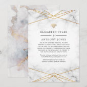 Goud Marmer Geometrisch Gereduceerd Trouwfeest Bez Aankondiging (Voorkant / Achterkant)