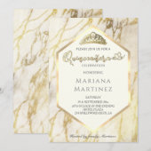Goud marmer geometrische kalligrafie Quinceañera Kaart (Voorkant / Achterkant)