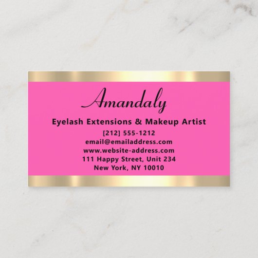 Goud Marmer Glitter Mode Beautique ShopFuchsia Visitekaartje (Achterkant)