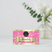 Goud Marmer Glitter Mode Beautique ShopFuchsia Visitekaartje (Staand voorkant)