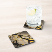 Goud Marmer Keramiek met Zwarte Kristallijne Adere Bier Onderzetter (Rechterzijde)