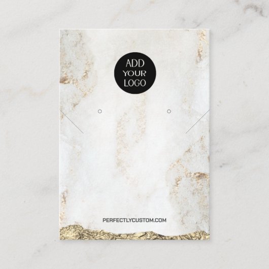 Goud Marmer Logo QR Code ketting oorbellen Visitekaartje (Voorkant)