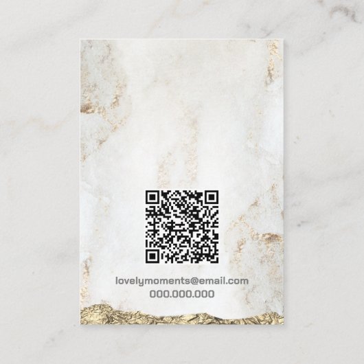 Goud Marmer Logo QR Code ketting oorbellen Visitekaartje (Achterkant)