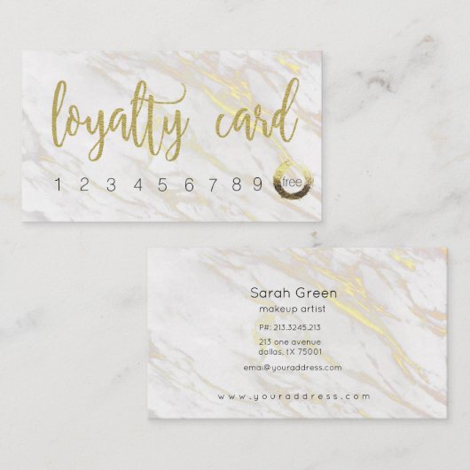 Goud Marmer | Loyaliteit Kaart Klantenkaartje (Voorkant / Achterkant)