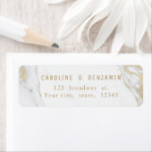 Goud marmer luxe modern huwelijksadres etiket (Insitu)