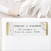 Goud marmer luxe modern huwelijksadres etiket (Insitu)