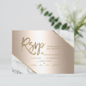 Goud Marmer Metallic folie Glitter RSVP bruiloft (Staand voorkant)