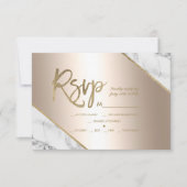 Goud Marmer Metallic folie Glitter RSVP bruiloft Kaartje (Voorkant)