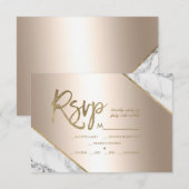 Goud Marmer Metallic folie Glitter RSVP bruiloft Kaartje (Voorkant / Achterkant)