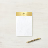 Goud & Marmer Moderne Eenvoudige Monogram Sjabloon Post-it® Notes (Op bureau)