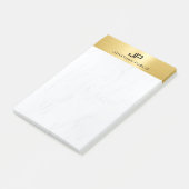 Goud & Marmer Moderne Eenvoudige Monogram Sjabloon Post-it® Notes (Schuin)