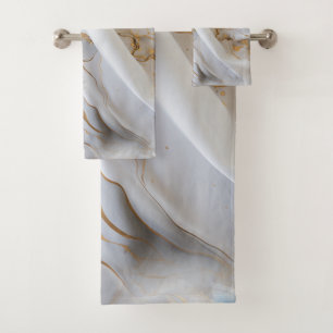Goud Marmer op Ivoor Zijde met Arty Flowers Bad Handdoek