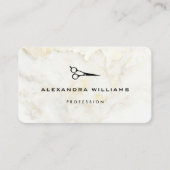 Goud Marmer QR Code Schaar Modern Visitekaartje (Voorkant)