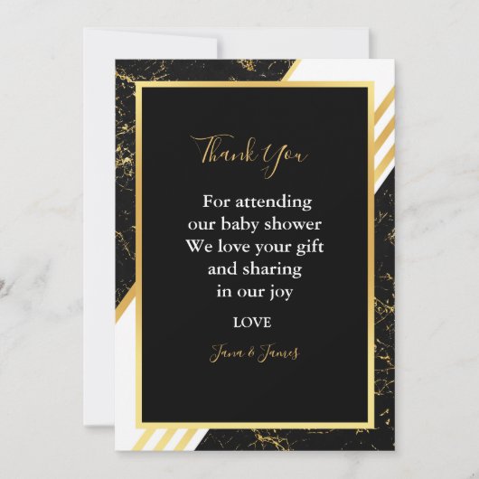 Goud marmer strepen typografie zwart dank je wel kaart (Voorkant)