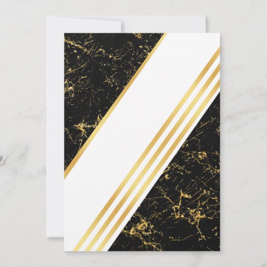 Goud marmer strepen typografie zwart dank je wel kaart (Achterkant)