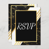 Goud marmer strepen typografie zwart RSVP Uitnodiging Briefkaart (Voorkant / Achterkant)